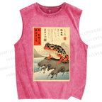 Unisex New Ukiyo-e Frog Printed Washed Tank Top