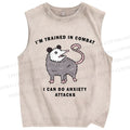Unisex Opossum Anxiety Attack Printed Washed Tank Top
