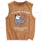 Unisex Opossum Anxiety Attack Printed Washed Tank Top