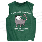 Unisex Opossum Anxiety Attack Printed Washed Tank Top