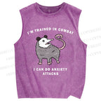 Unisex Opossum Anxiety Attack Printed Washed Tank Top