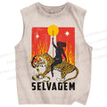 Unisex Jaguar Printed Washed Tank Top