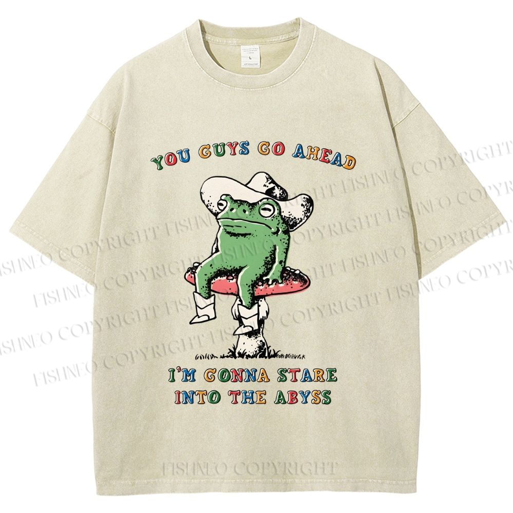 Unisex Stare Into The Abyss Frog Printed Washed Tee