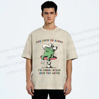 Unisex Stare Into The Abyss Frog Printed Washed Tee