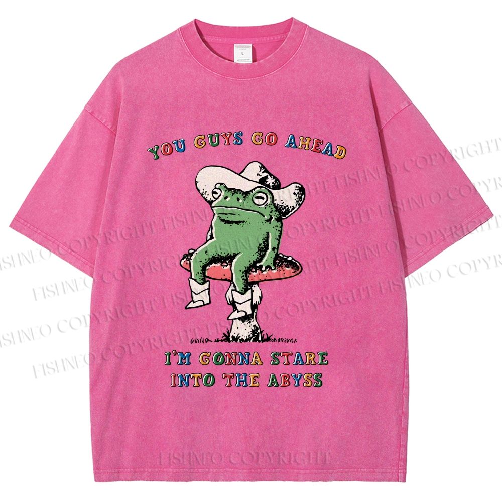 Unisex Stare Into The Abyss Frog Printed Washed Tee