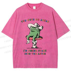 Unisex Stare Into The Abyss Frog Printed Washed Tee