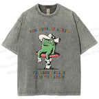 Unisex Stare Into The Abyss Frog Printed Washed Tee