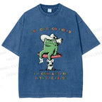 Unisex Stare Into The Abyss Frog Printed Washed Tee