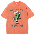 Unisex Stare Into The Abyss Frog Printed Washed Tee