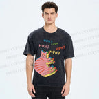 Unisex  HUH? Cat Printed Washed Tee