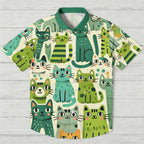 Green Cats Hawaiian Shirt
