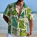 Green Cats Hawaiian Shirt