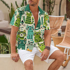 Green Cats Hawaiian Shirt