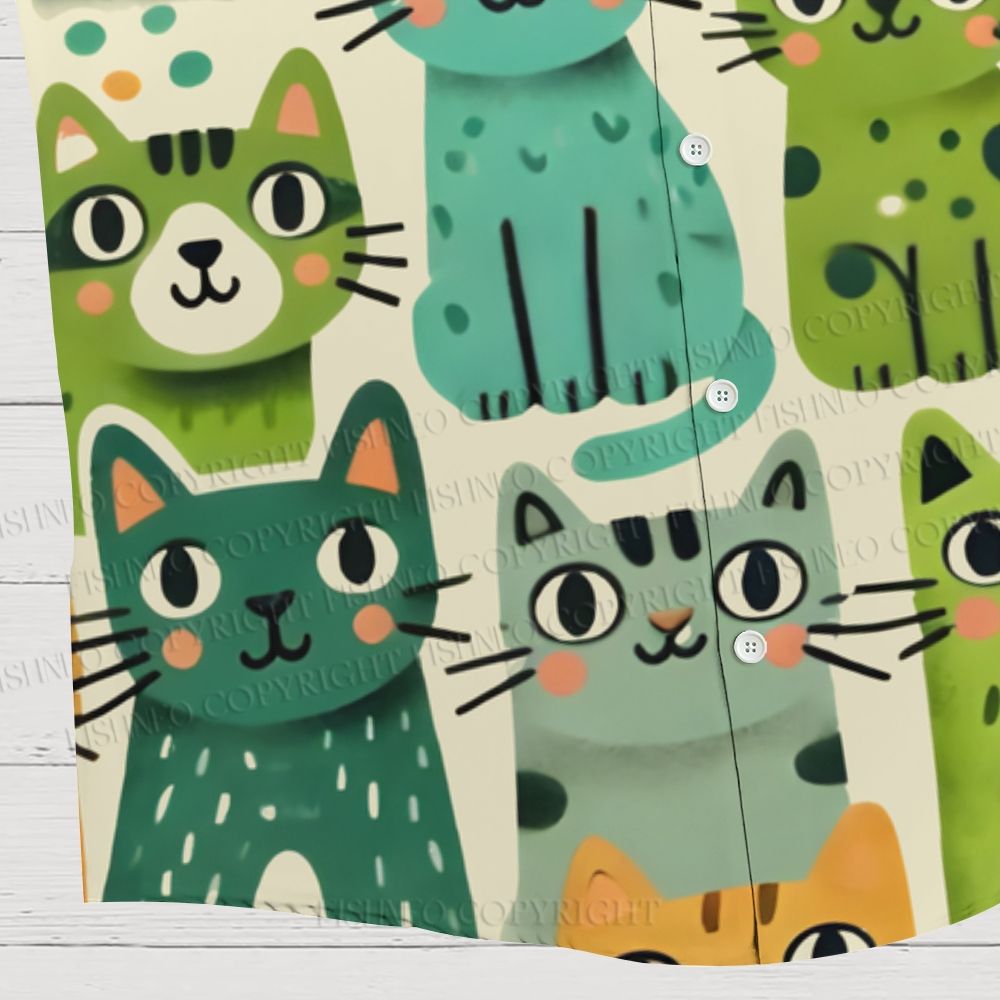 Green Cats Hawaiian Shirt