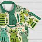 Green Cats Hawaiian Shirt