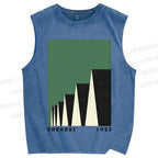 Unisex Green Bauhaus Design Printed Washed Tank Top