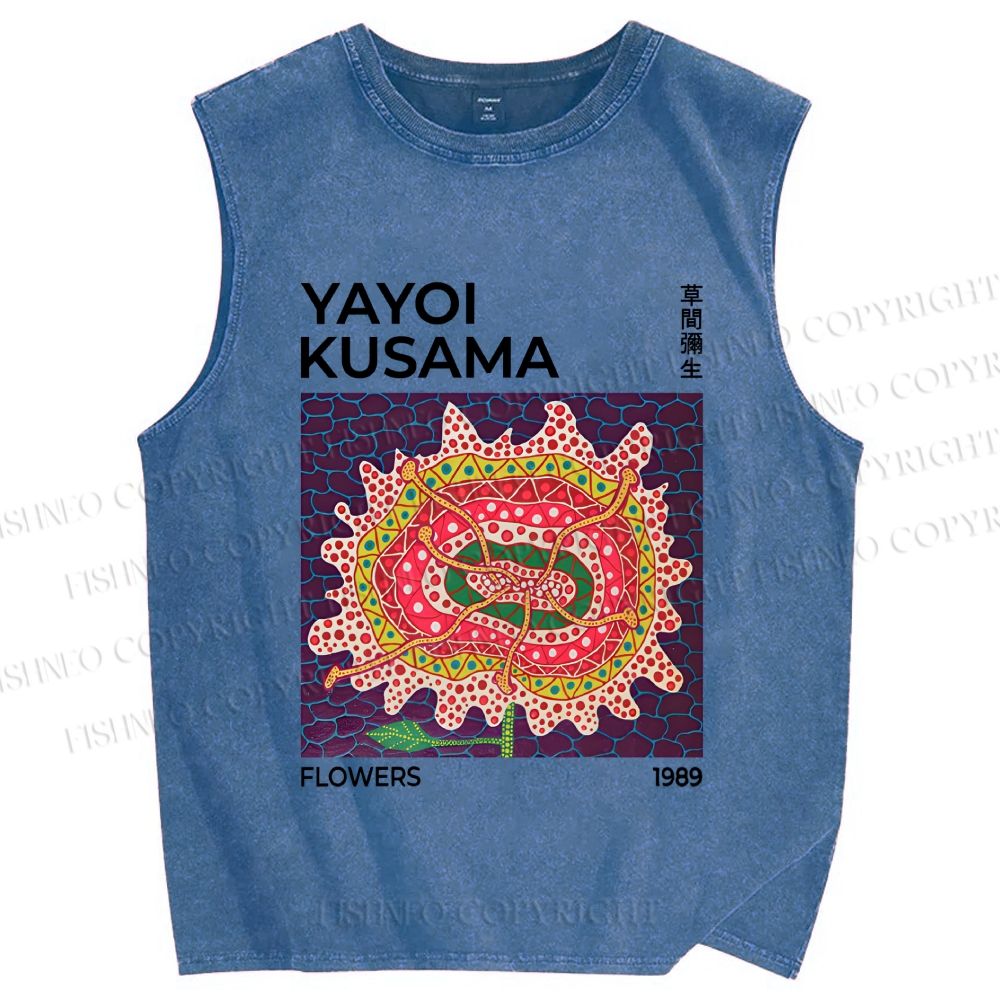 Unisex Yayoi Kusama Giant Flower Printed Washed Tank Top