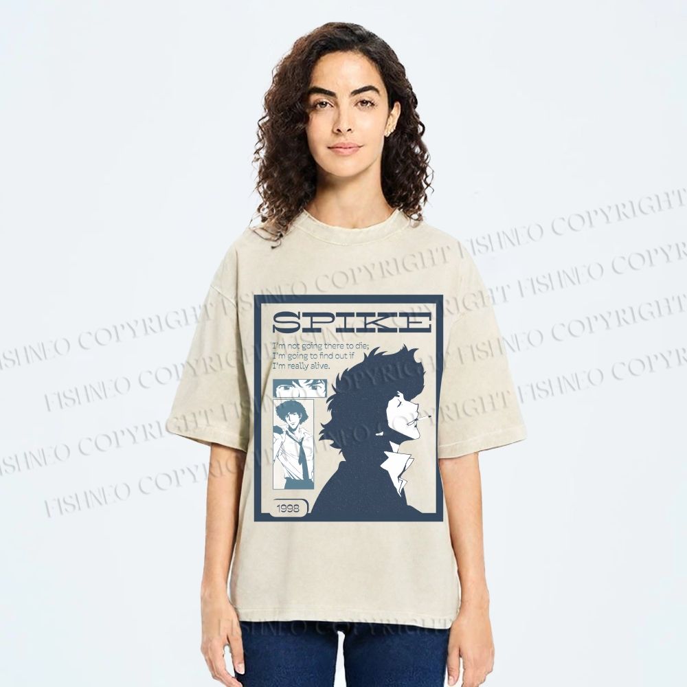 Unisex Cowboy Bebop Spike Printed Washed Tee