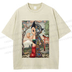 Unisex Japanese Vintage Astro Boy Printed Washed Tee