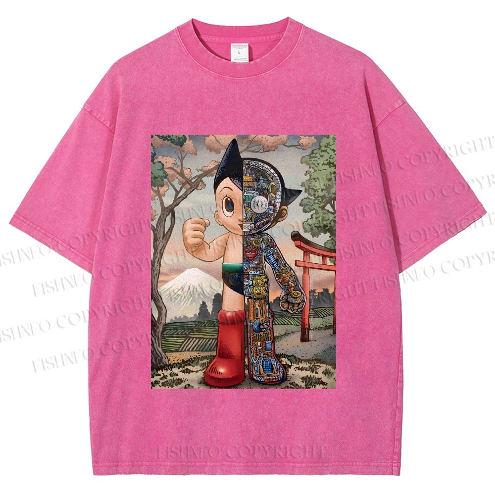 Unisex Japanese Vintage Astro Boy Printed Washed Tee