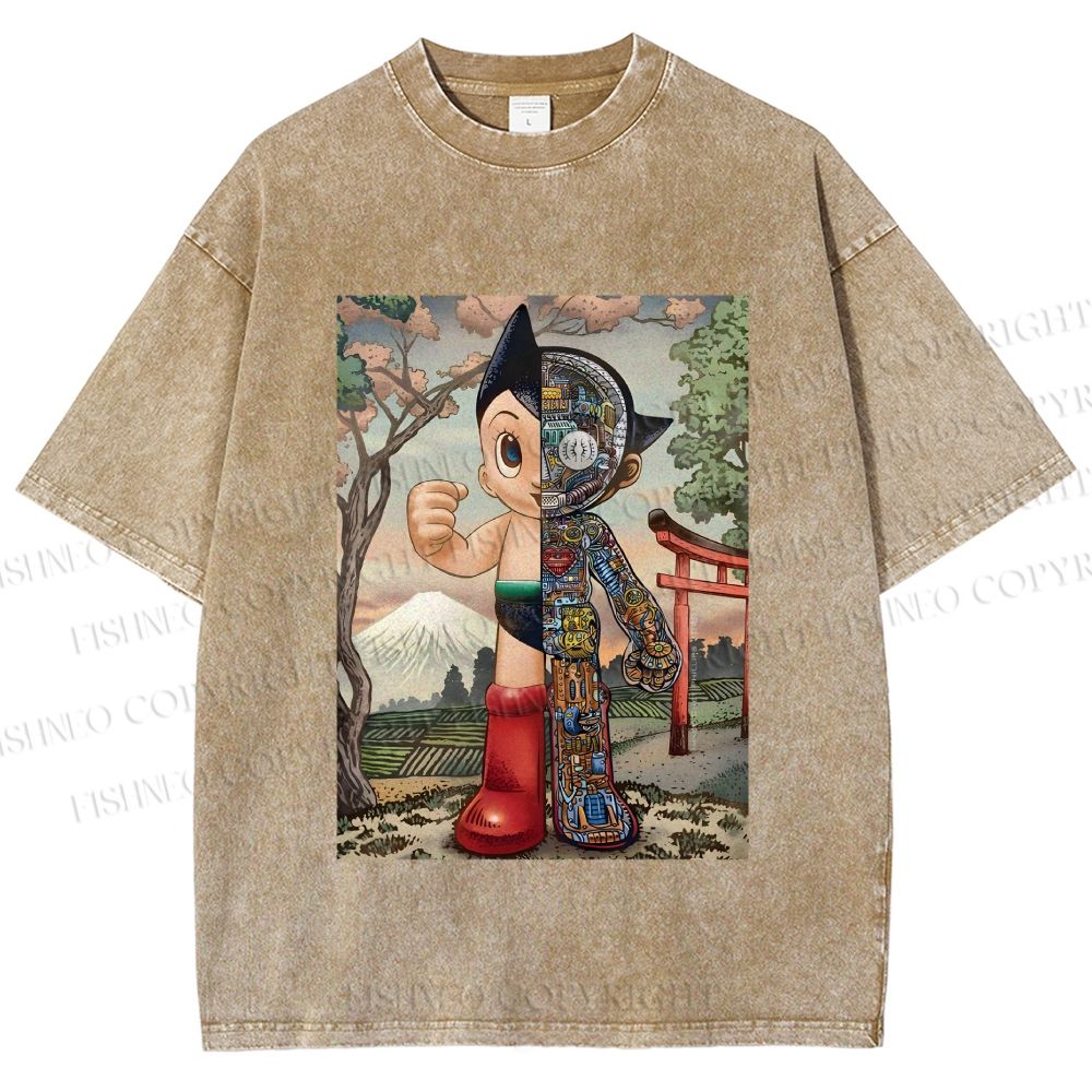 Unisex Japanese Vintage Astro Boy Printed Washed Tee
