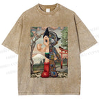 Unisex Japanese Vintage Astro Boy Printed Washed Tee