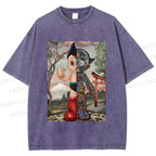 Unisex Japanese Vintage Astro Boy Printed Washed Tee