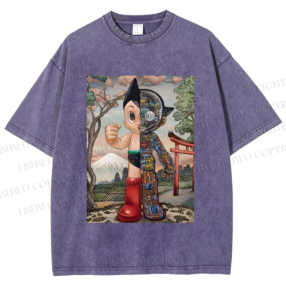 Unisex Japanese Vintage Astro Boy Printed Washed Tee