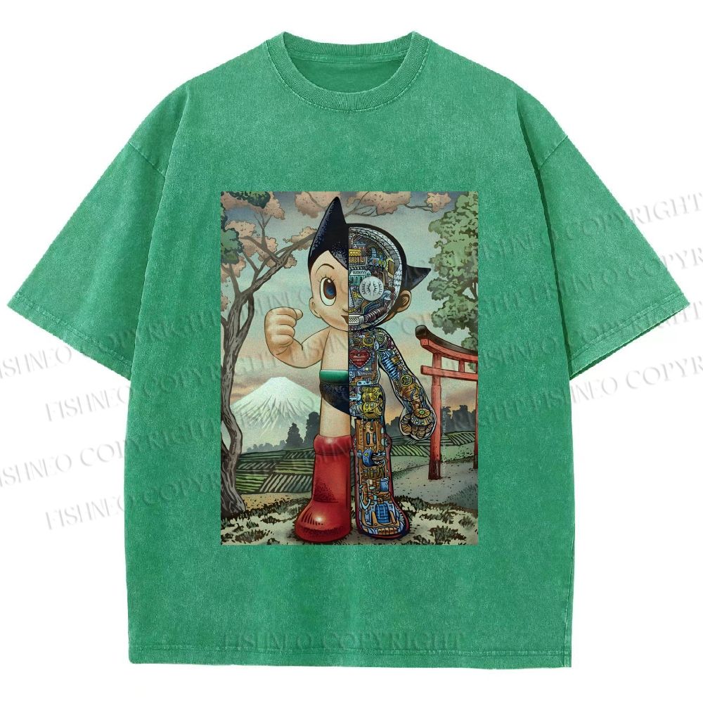 Unisex Japanese Vintage Astro Boy Printed Washed Tee