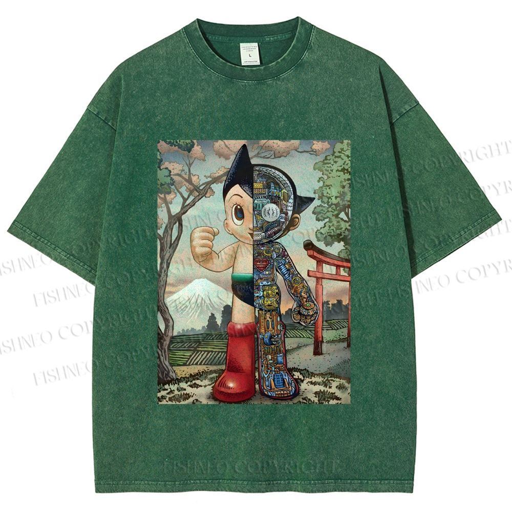 Unisex Japanese Vintage Astro Boy Printed Washed Tee