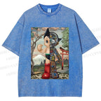 Unisex Japanese Vintage Astro Boy Printed Washed Tee