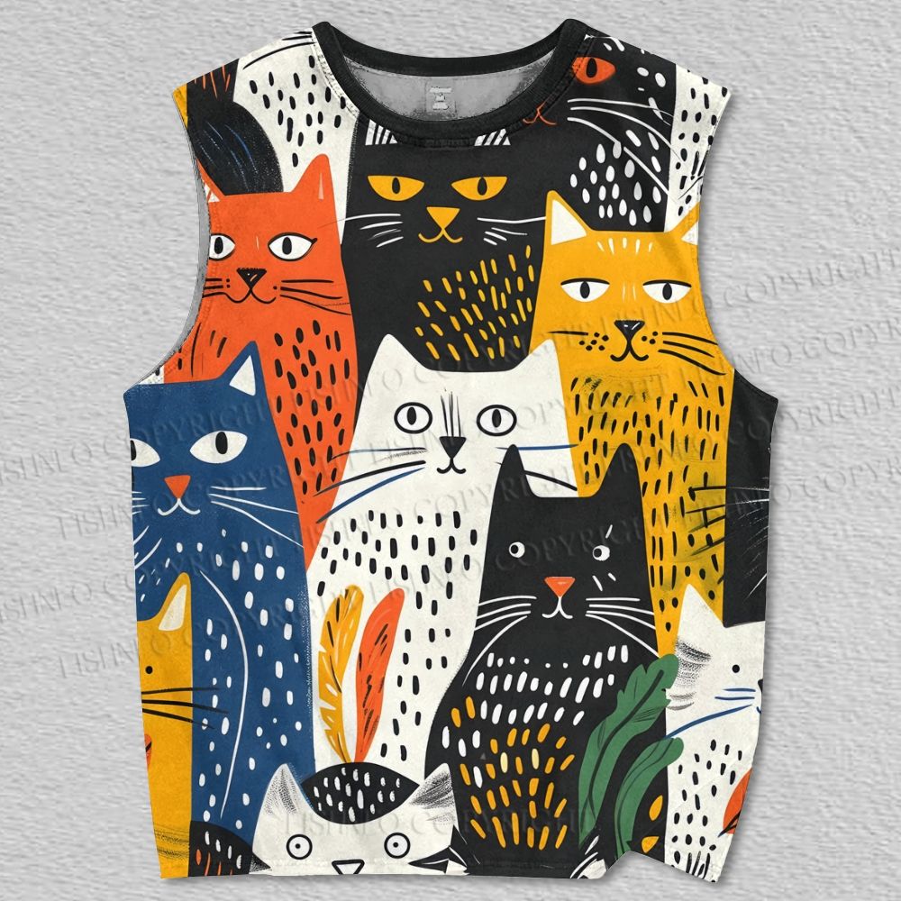 Unisex All Kinds of Cats Printed Tank Top