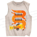 Unisex Charizard Printed Washed Tank Top