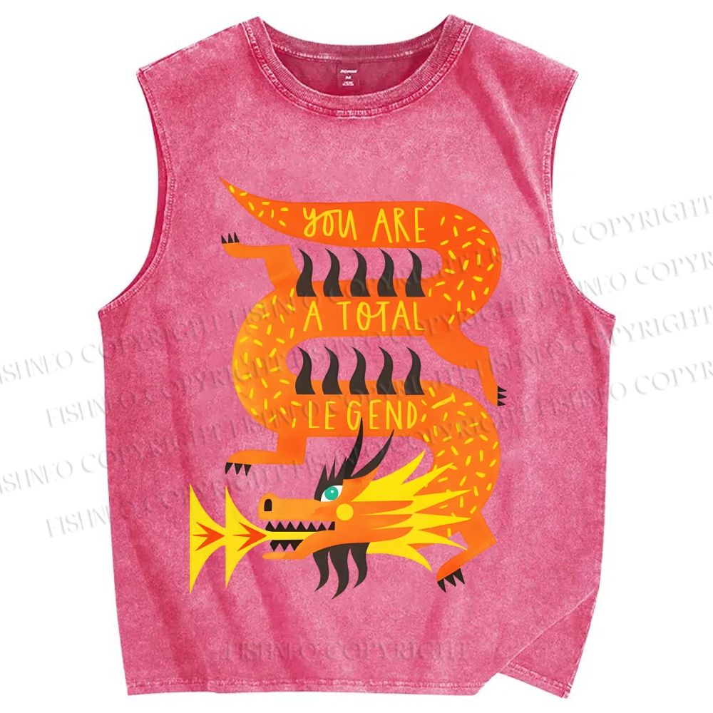 Unisex Charizard Printed Washed Tank Top