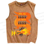 Unisex Charizard Printed Washed Tank Top