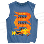 Unisex Charizard Printed Washed Tank Top