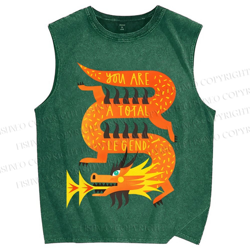 Unisex Charizard Printed Washed Tank Top