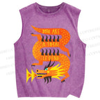 Unisex Charizard Printed Washed Tank Top
