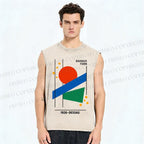 Unisex Bauhaus Geometric Printed Washed Tank Top