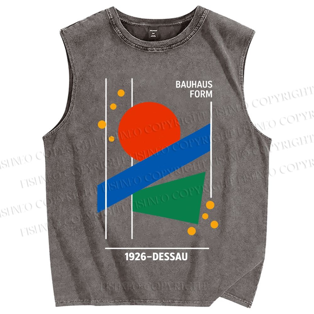 Unisex Bauhaus Geometric Printed Washed Tank Top