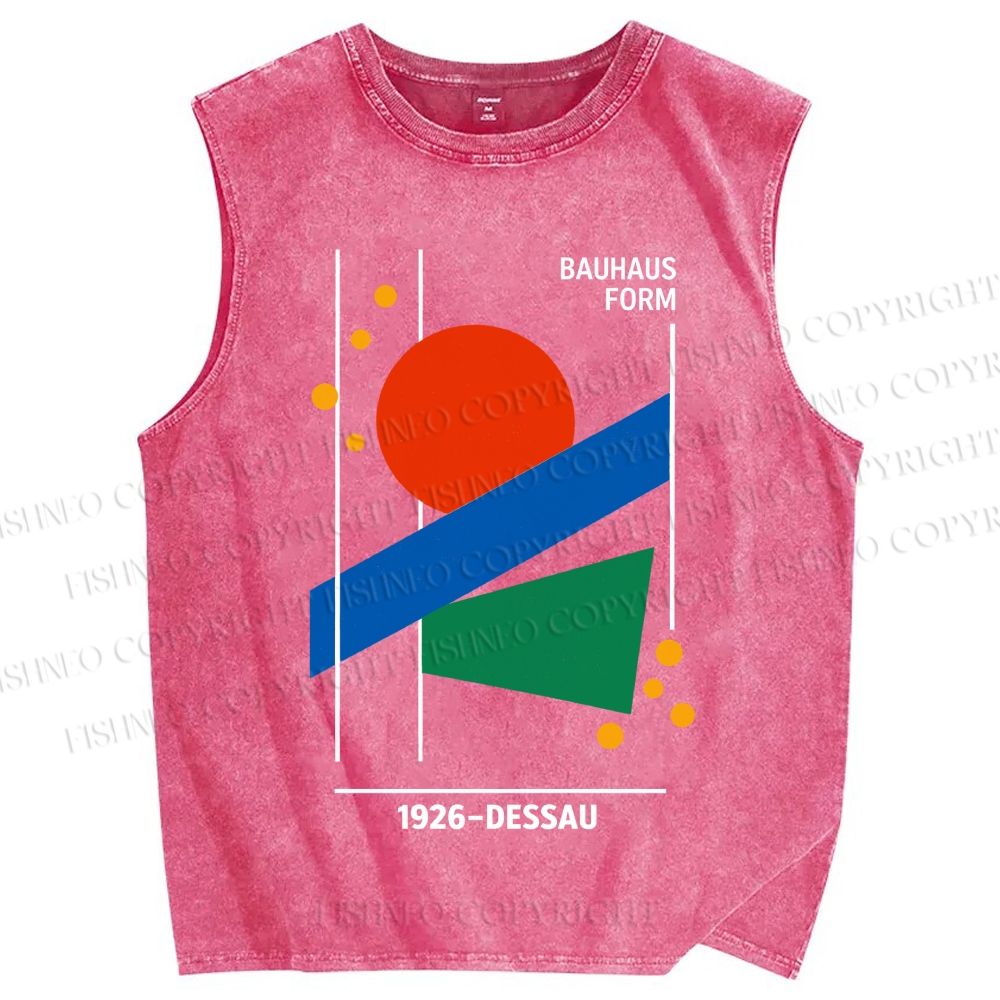 Unisex Bauhaus Geometric Printed Washed Tank Top