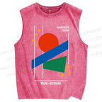 Unisex Bauhaus Geometric Printed Washed Tank Top