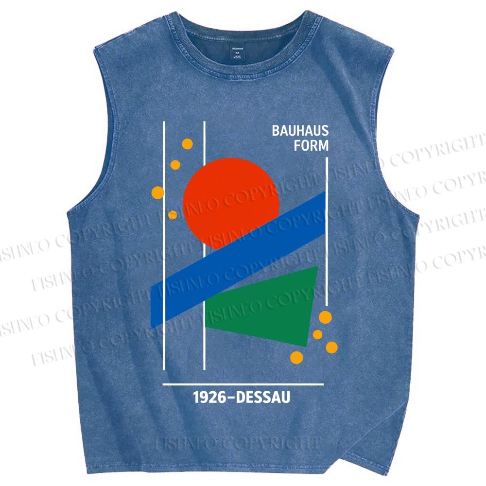 Unisex Bauhaus Geometric Printed Washed Tank Top