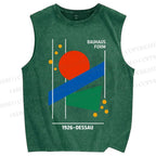 Unisex Bauhaus Geometric Printed Washed Tank Top