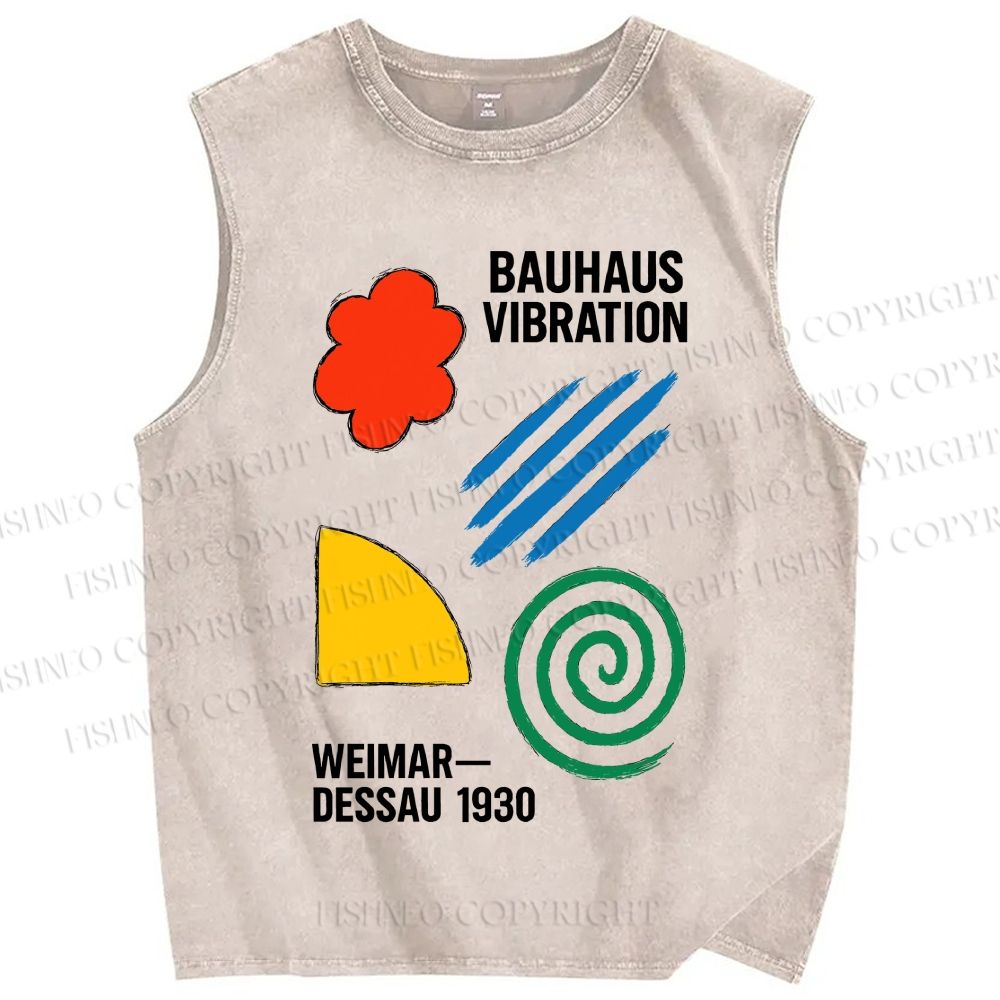 Unisex Bauhaus Geometric Printed Washed Tank Top