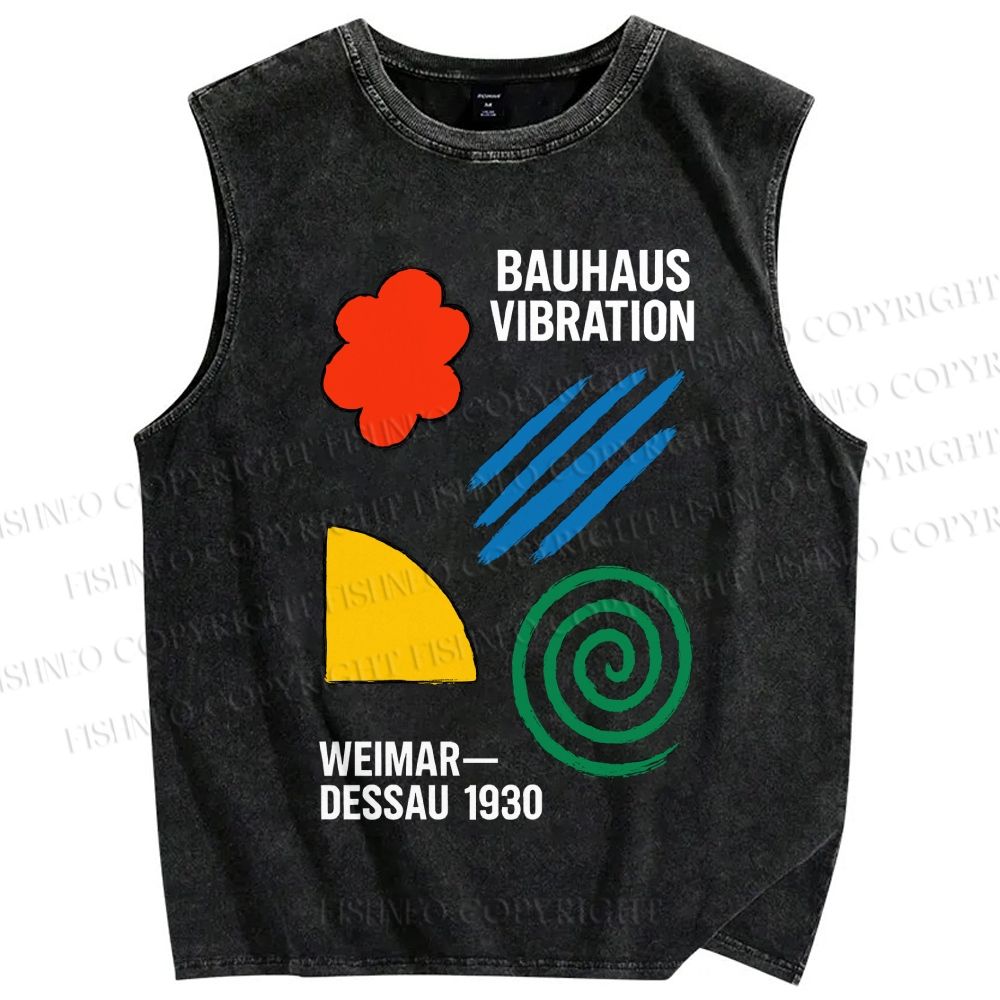 Unisex Bauhaus Geometric Printed Washed Tank Top