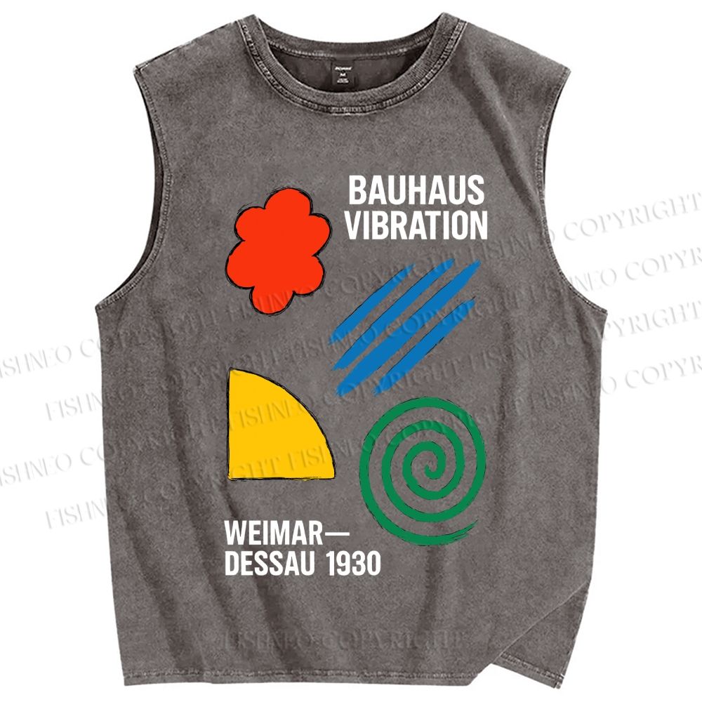 Unisex Bauhaus Geometric Printed Washed Tank Top