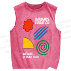 Unisex Bauhaus Geometric Printed Washed Tank Top