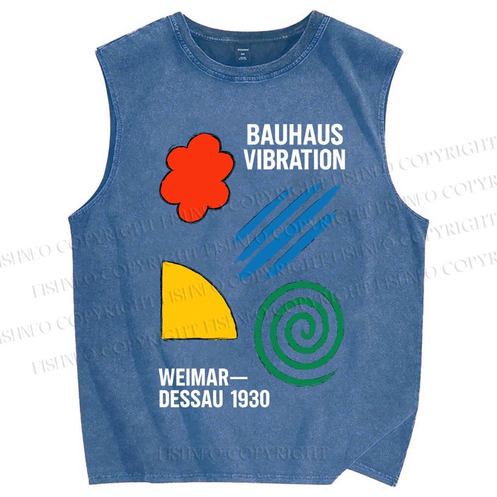 Unisex Bauhaus Geometric Printed Washed Tank Top