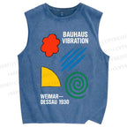 Unisex Bauhaus Geometric Printed Washed Tank Top